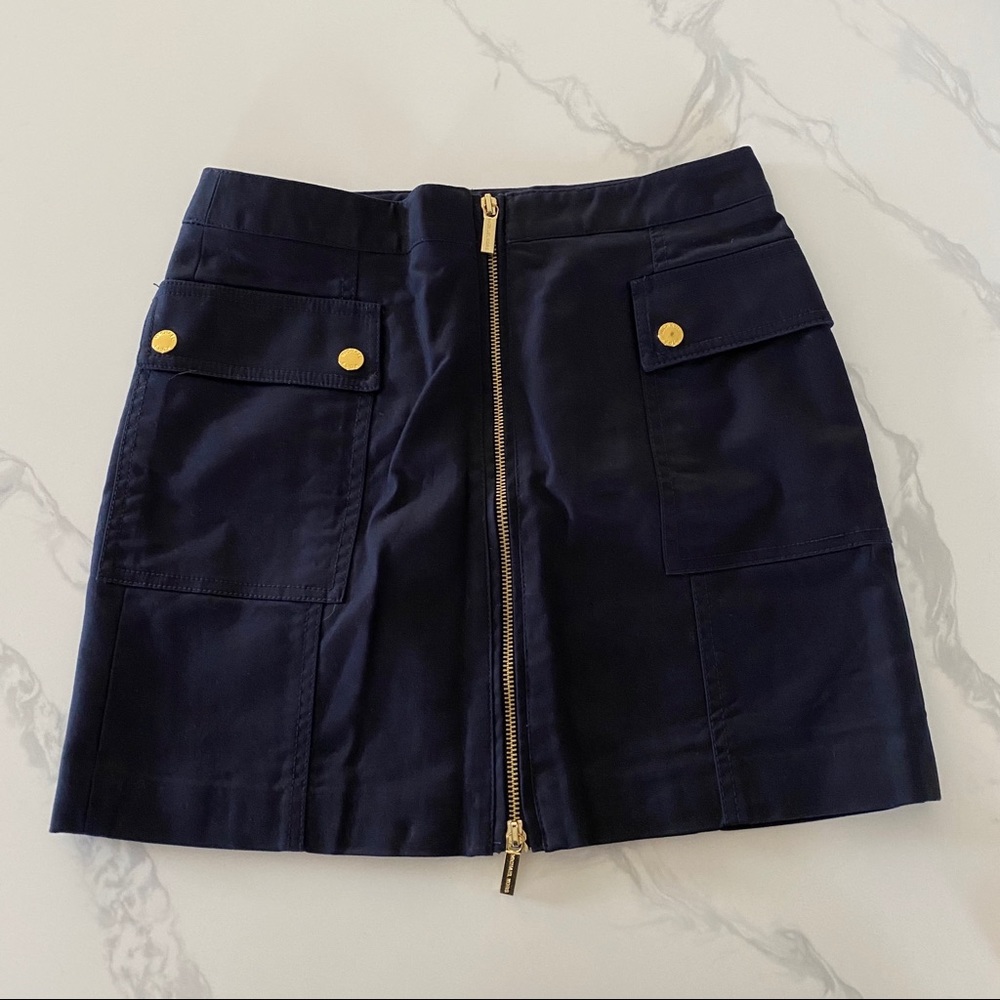 Micheal Kors Navy Zip-Up Skirt